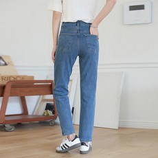 빼빼 여성용 히든밴딩 하이웨스트 보이핏 데님 팬츠 베이직