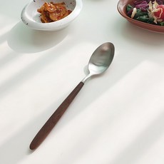 GOLDENBELL 金屬銀餐具西式勺子, 1個, 楓木