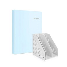 deLi 3折書架+Linfini Clear File 40張套組 78995-72413, 灰色（書架），藍色（堆）, 1套