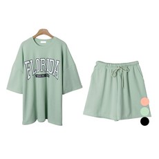 Planday 女款清爽的佛羅里達一英里風短袖短褲上下套裝