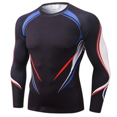 男款印花透氣緊身長袖運動上衣