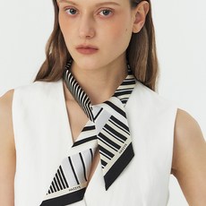 헤지스 스트라이프 쁘띠 실크 100% 스카프