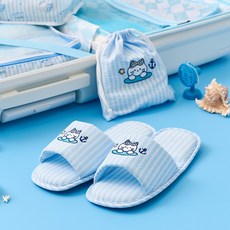 버터 마린 밀크캣 여행용 슬리퍼, 블루, 1개