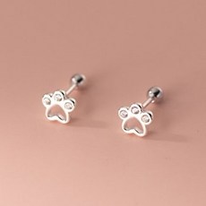 hermosa j 迷你腳掌方晶鋯石穿孔耳環 E082 + 收納盒