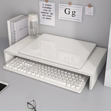 청온가 단층형 모니터 데스크 받침 정리대, 화이트