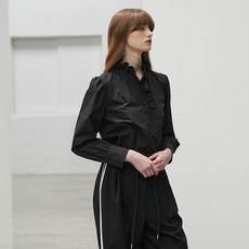 에고이스트 여성용 러플 포인트 볼륨 소매 면 블라우스 EQ3BO811