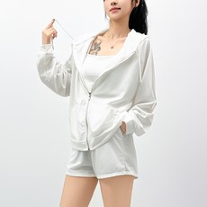 TheSirup 女款休閒素色無袖背心 + 短褲 + 拉鍊外套套裝