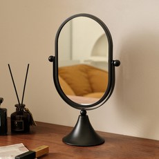 Monde Spot 現代室內裝飾橢圓旋轉高級桌上化妝鏡, 黑色