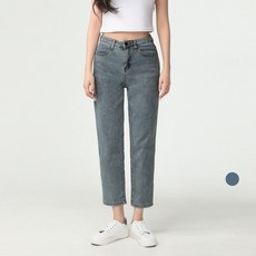 Cotton Closet 女款三種褲長高腰彈性鬆緊帶直筒牛仔褲