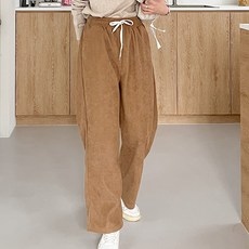 라라온 여성용 스판 골지 골덴 허리밴딩 통바지 TSP1037