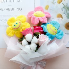 MORIANN 仿真花 可愛微笑花束, 混合色, 1個