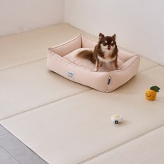 울리 반려동물 미끄럼방지 4단 폴딩매트, 린넨 베이지, 1개