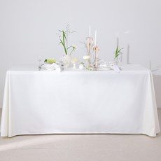 寬幅大型高級絨布方形桌巾, 320 x 220 cm, 1個, 白色