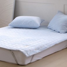 베이직톤 극세사 고정형 침대패드, 베이비블루