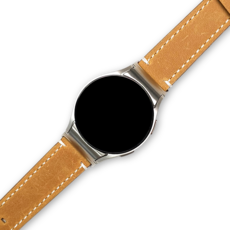 SPACE SHIELD 一鍵快拆翼形復古人造皮革錶帶, 芥末黃