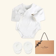 HappyOrganic 夏季新生兒基本款包屁衣嬰兒服+腳套禮盒組