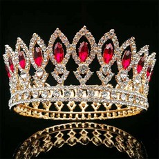 Estella 新款圓形奢華系列串珠點綴自助婚紗皇冠 XXX001, 1個, 金紅色