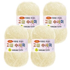 Yarna 100g 大容量高級菜瓜布編織線 4入 + A款印刷圖案 8種組合, 136 黃象牙白, 1套