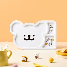 韓國 DAYNEEDS 馬爾濟斯大臉3格餐盤 美耐皿餐具, 混合顏色, 1個