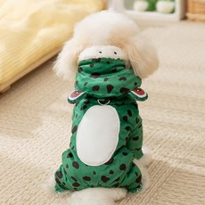 Artipet 狗狗青蛙連帽牽引四腳衣, 綠色, 1個