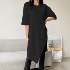 라라온 사선 트임 롱 반팔 요가 티셔츠 TSP2658