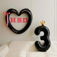 P&B UNITY HBD 愛心環緞帶氣球組, 07-3 黑桃紅 3, 1套