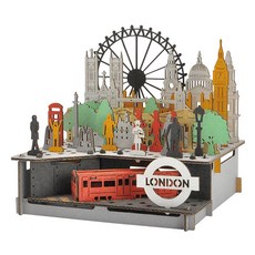 PUSU PUSU Hacomo 療癒系紙模型 PUSU 2D系列 英國倫敦城市建築 新, 英國倫敦城市建築 多色, 1組