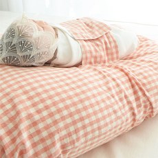 제이앤제나 역류방지 쿠션커버 + 쿠션솜 세트, 선염체크 핑크