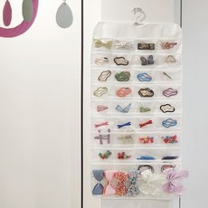 Ju and Ji 多用途飾品收納雙面口袋壁掛式小物整理掛袋 80格, 白色, 1個