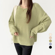 플랜데이 여성용 여리여리 루즈핏 데일리 입술넥 하찌 니트