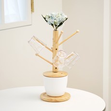 플라팜 플라워 편백나무 360도 회전 컵걸이 건조대, 스카이블루, 1개