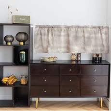 Ignas 簡約短窗簾, 14 棕色格紋