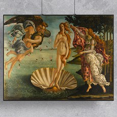 名畫室內裝飾畫框 波提切利 維納斯的誕生 kisn105, 黑色