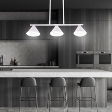 데이온 원하 DO 코모 3등 일자 펜던트 조명, 화이트