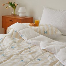 maatila Summerguard 泡泡紗雙面夏季涼被, 奶油蝴蝶結鞋