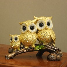 室內裝飾品風水家族貓頭鷹擺飾 kkkd047, 金色
