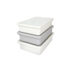 收納盒 S 3入組, 白色, 灰色, 1套