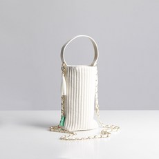 GREEN STUFF 手機保溫杯提袋+背帶, 直條紋燈芯絨款(提袋)+白色(背帶)