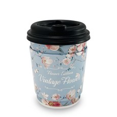 Togo Pack 復古花紙杯 330ml x 100p + 空氣杯 100p + 穿孔蓋黑色 100p 套裝, 1組