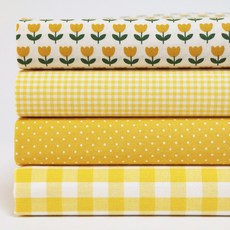 20支棉布料4件組, 1套, 黃色鬱金香