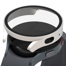 rorentech 智慧手錶 手錶殼 全包覆 螢幕保護 鋼化玻璃膜 套組, 白金色, 1套