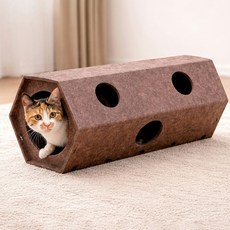 doongdoongpet 貓咪毛氈隧道遊樂場, 棕色, 1個