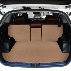 GMZ MOTORS 菱格紋皮革車用後車廂墊全套組, 全新Sorento 5人座 14年9月~20年3月, 鞍褐色