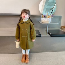 Starbean 圓領雙口袋單排扣長版大衣