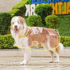 파스텔펫 강아지 중대형견 투명 우비, 옐로우, 1개