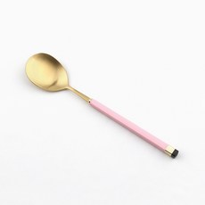 Bogen 兒童款方形雙色餐具湯匙, 1個, 金色 + 粉紅色, 單品