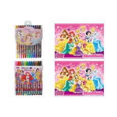 Disney Princesses 迪士尼公主 素描本B4*2本+彩色鉛筆1組+簽字筆1組, Disney公主 多色, 1組