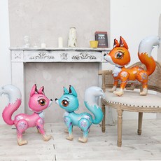 P&B Unity 4D狐狸動物氣球 2件組, 粉紅色 + 紅色, 1套