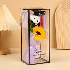 마켓피오 조화 졸업식 행사 곰돌이 + 해바라기 꽃다발 상자 세트, 타입3, 1개