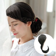 하이유니 벼머리 사이드 뱅 앞머리 헤어피스 오른쪽, 네츄럴블랙, 1개